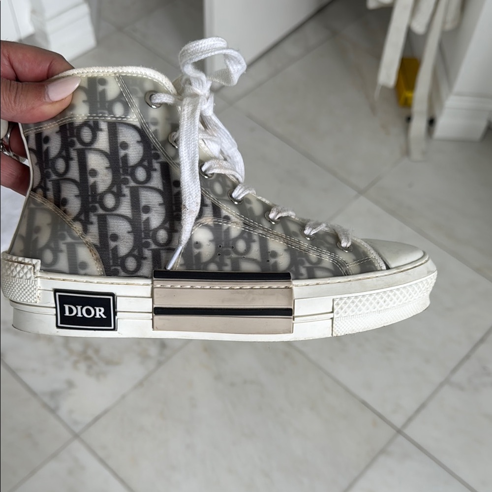 Dior High-Top Sneakers in White and Gray